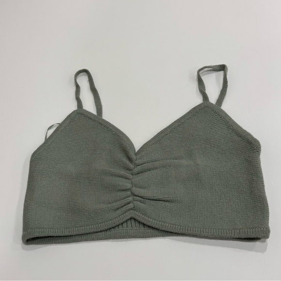 Mable Elegant Sage Olive Green Crop Knit Sweater Top Size M/L - Picture 1 of 9